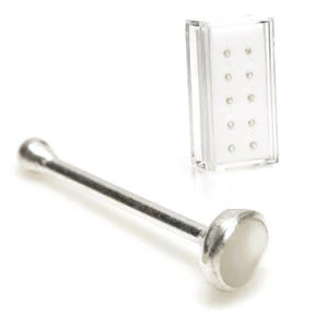 10x Moonstone Silver Straight Ball Back - in Box
