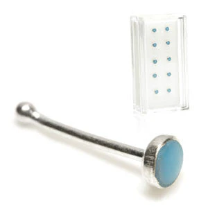10x Turquoise Silver Straight Ball Back - in Box