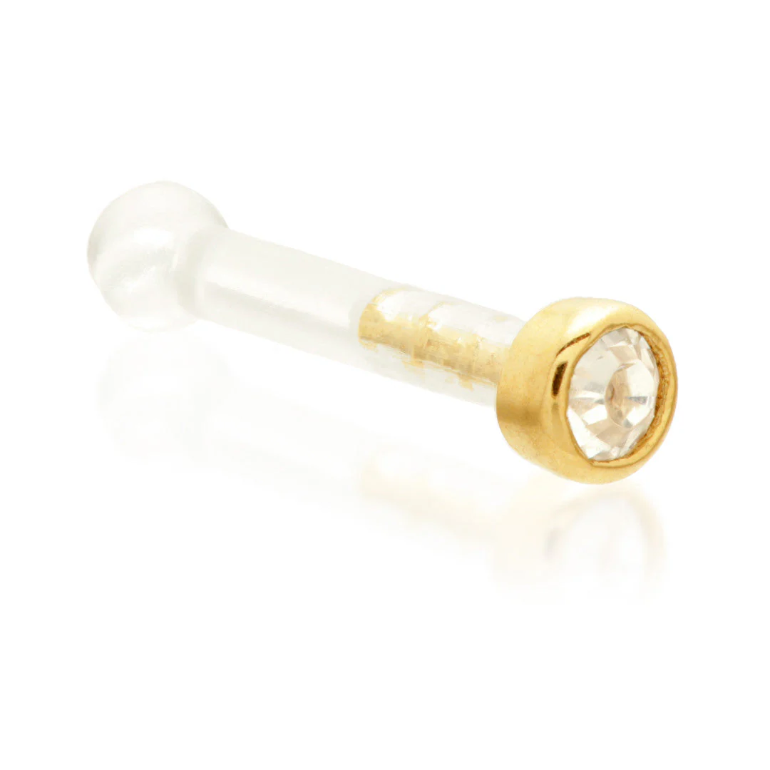 18ct Gold Bioplast Gem Nose Stud