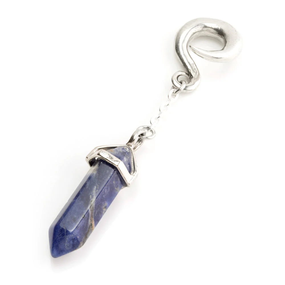 1x Blue Sodalite Ear Weight with Spiral Top - Image 2