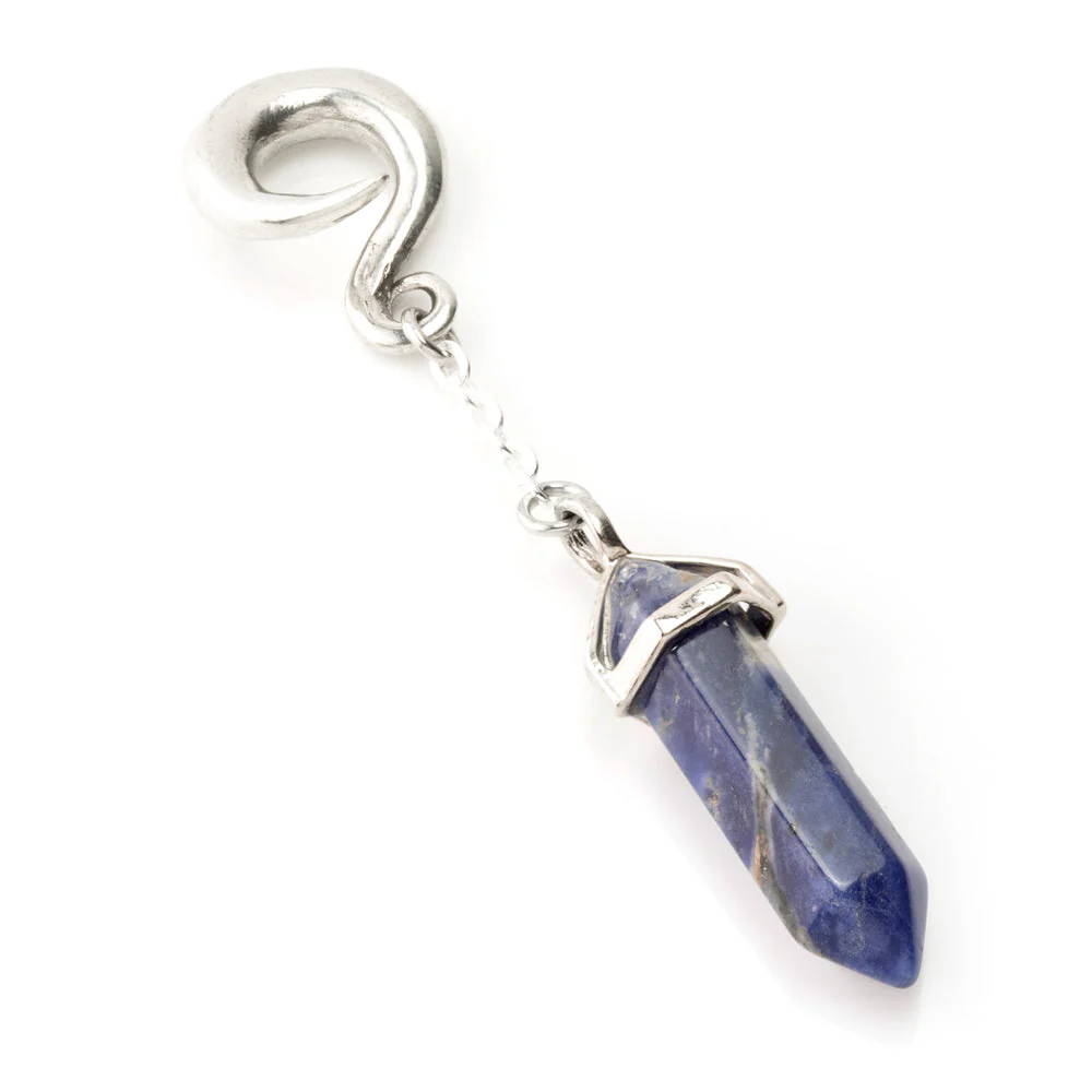 1x Blue Sodalite Ear Weight with Spiral Top - Image 3