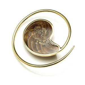 1x Brass Ammonite Ear Weight Spiral - BRSPIRAL52 - Image 2
