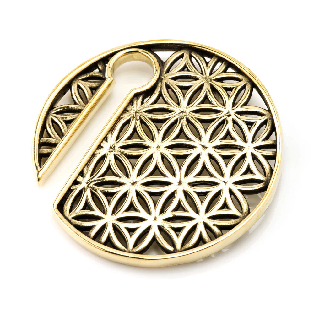 1x Geometric Round Brass Ear Weight - BRASSWEIGHT74
