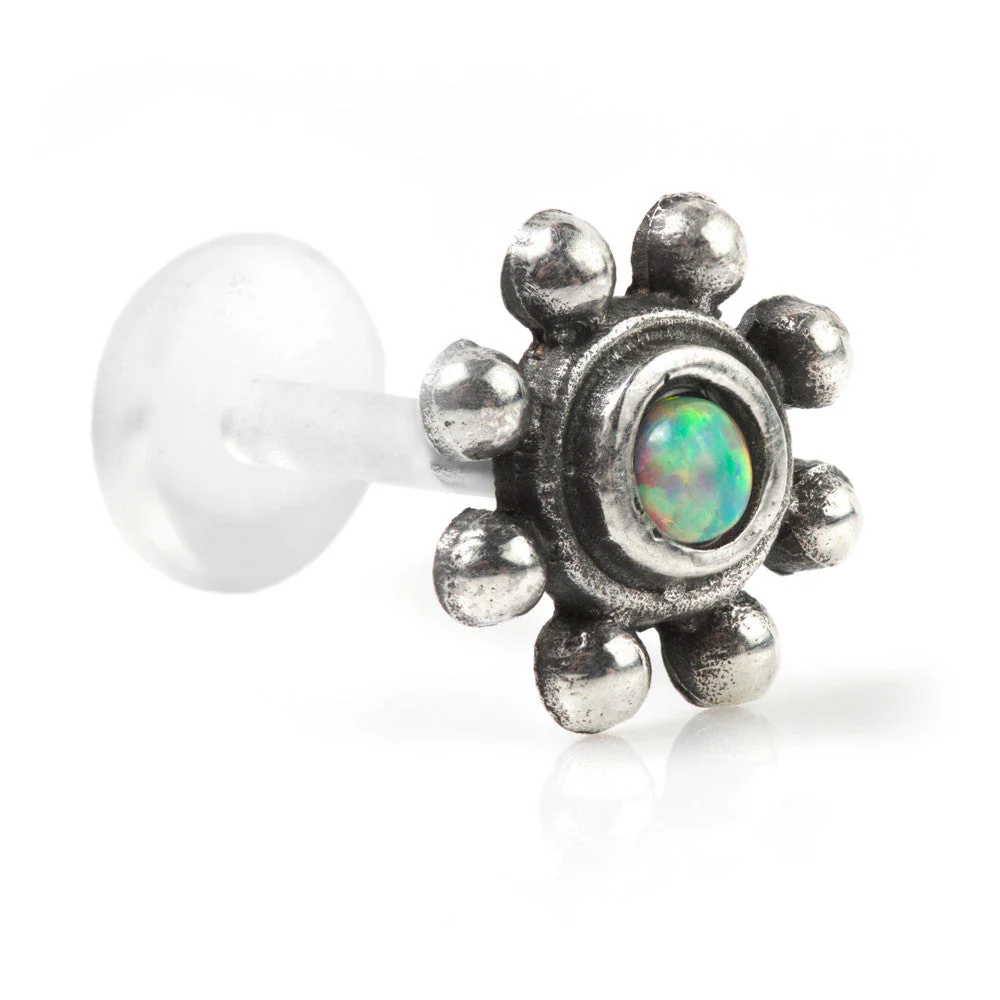 1x Opal in Silver & Plastic Labret