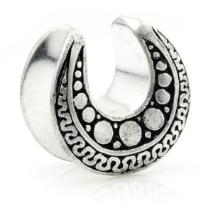 1x Silver Brass Round Patterned Saddle Plug - Image 2