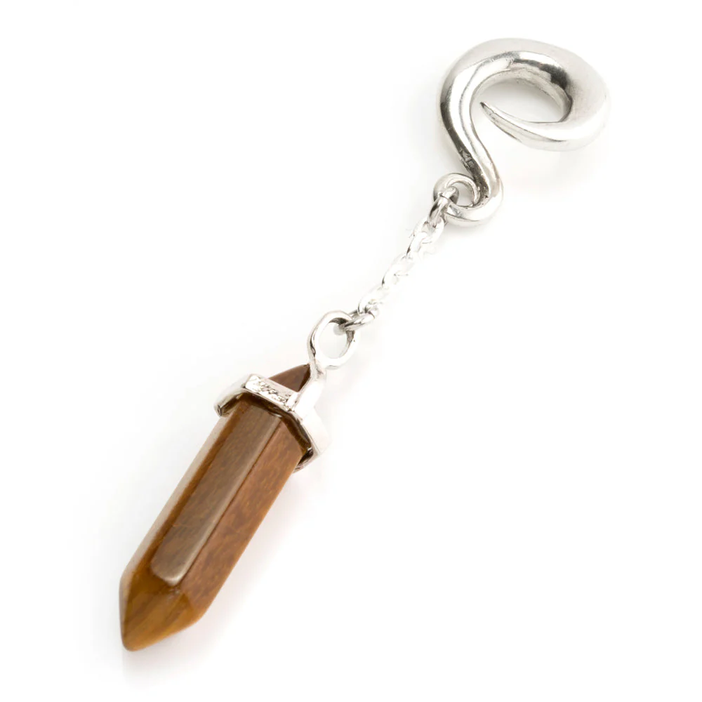 1x Tigers Eye Ear Weight with Spiral Top - Image 2