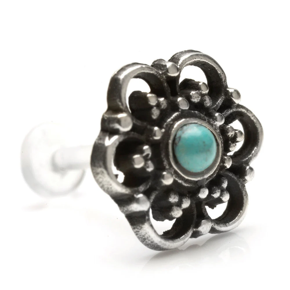 1x Turquoise in Silver & Plastic Labret - SVLAB33TQ-1-7