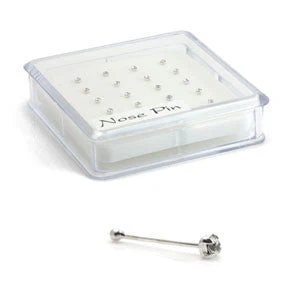 20x Silver Crystal Gems - Straight Ball Back - in Box