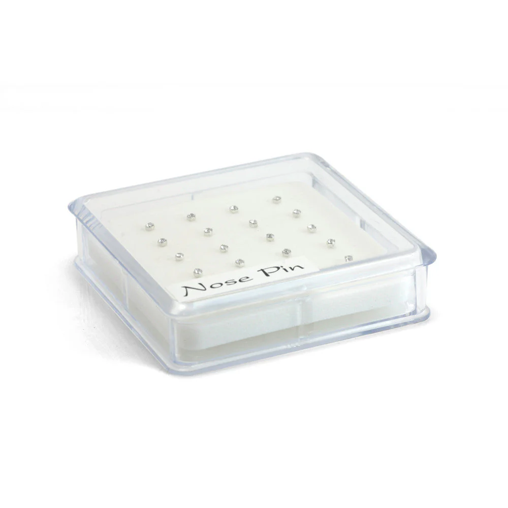 20x Silver Crystal Gems - Straight Ball Back - in Box - Image 2