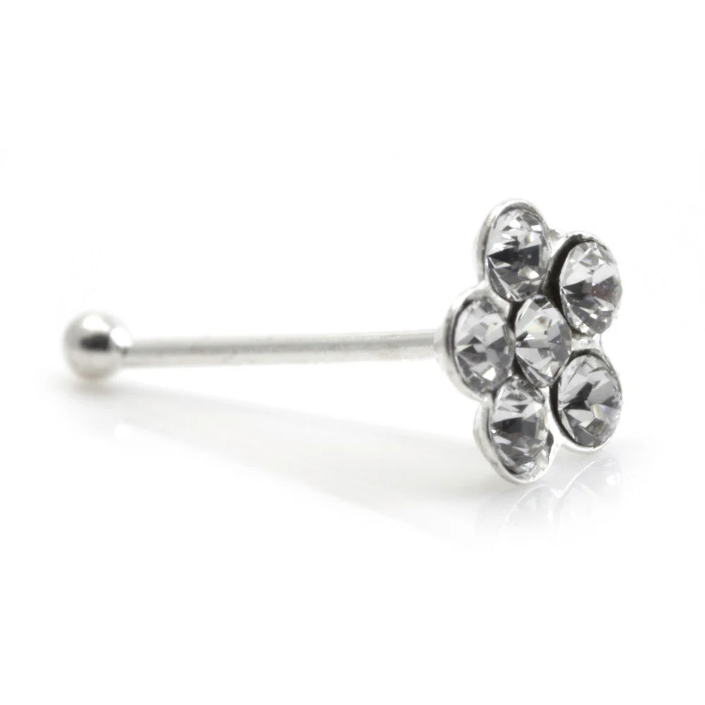 20x Silver Gem Flower Straight Ball Back in Box - Image 2