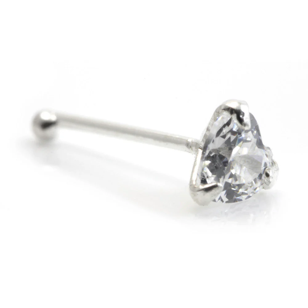 20x Silver Gem Heart Straight Ball Back - in Box - Image 3