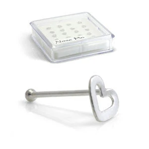 20x Silver Heart Straight Ball Back - in Box