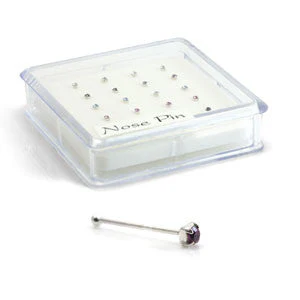 20x Silver Mixed Gems - Straight Ball Back - in Box