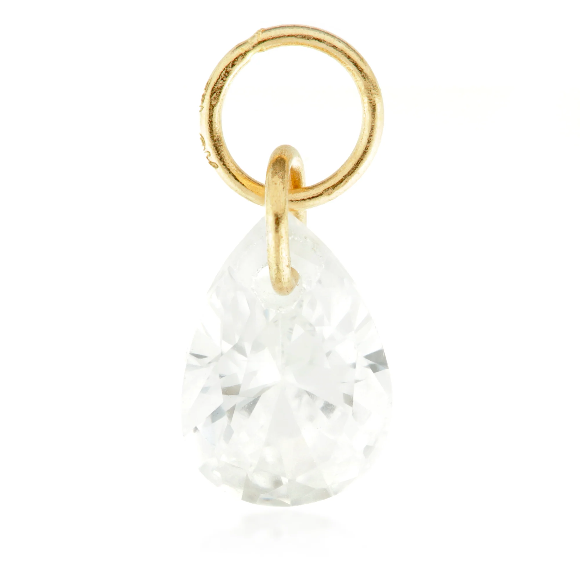 24K Gold Steel Crystal Tear Charm for Hinge Segment Ring / BCR - GDCHARM1