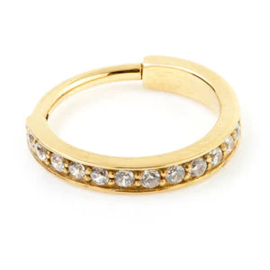 24K Gold Steel Hinged Jewelled Conch Ring - GDCONCH4-12 - Image 2