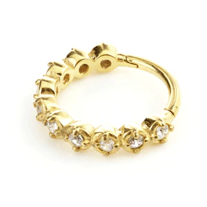 24K Gold Steel Hinged Prong Gem Ring 1.2mm