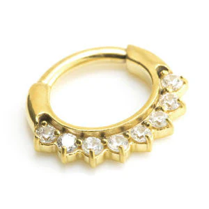 24K Yellow Gold PVD Large Jewelled Septum Ring - GDJSEP17-1.2-8-CR