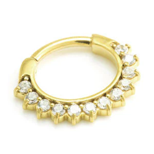 24K Yellow Gold PVD Large Jewelled Septum Ring - GDJSEP17-1.2-8-CR - Image 2