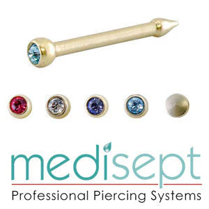 3x Champagne Titanium Sapphire Medisept Nose Stud