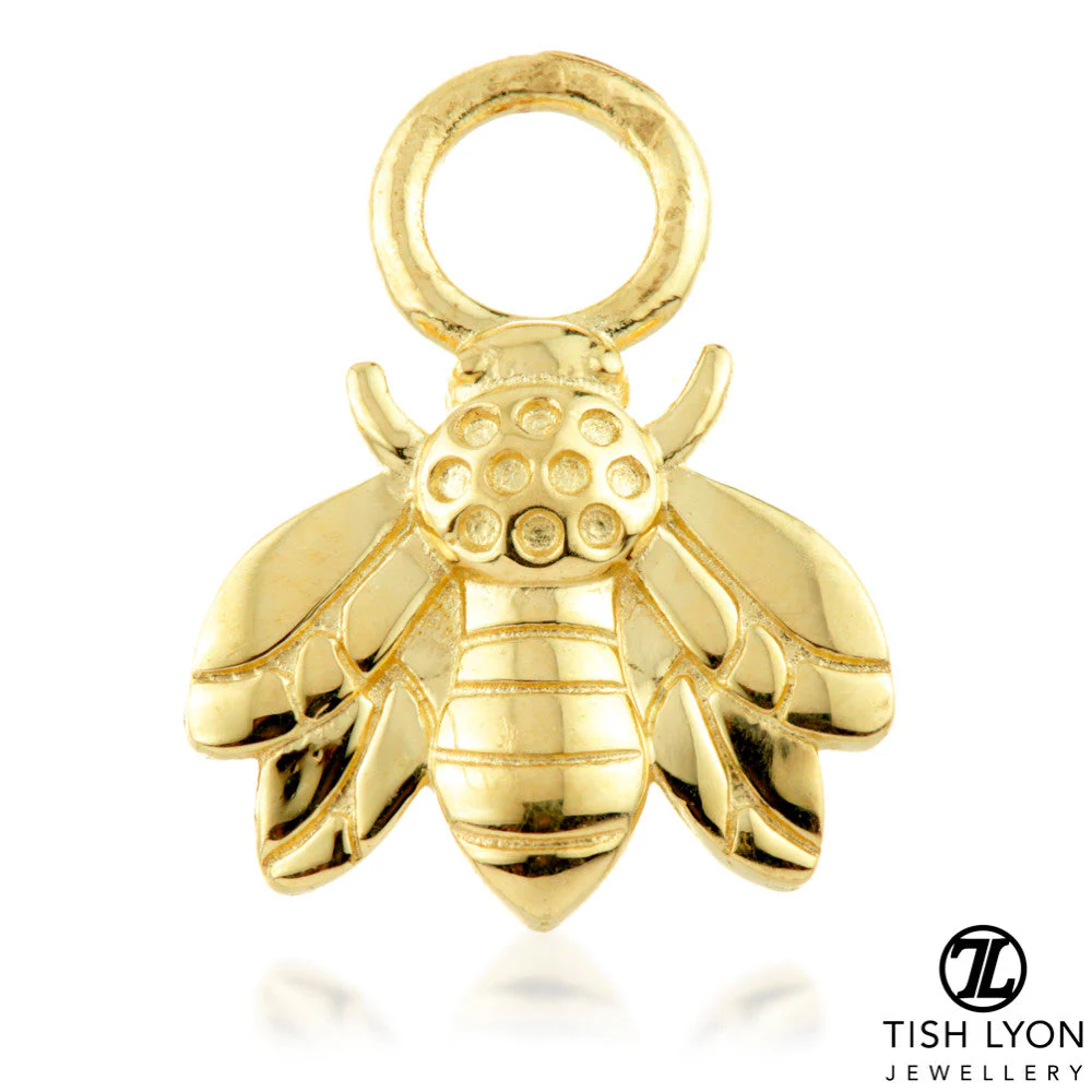 9 Carat Solid Gold Bee Hoop Charm for Hinge Segment Ring - Image 2