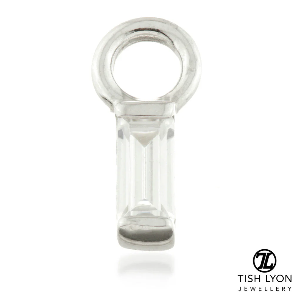 9 Carat Solid Gold Gem Baguette Hoop Charm for Hinge Segment Ring