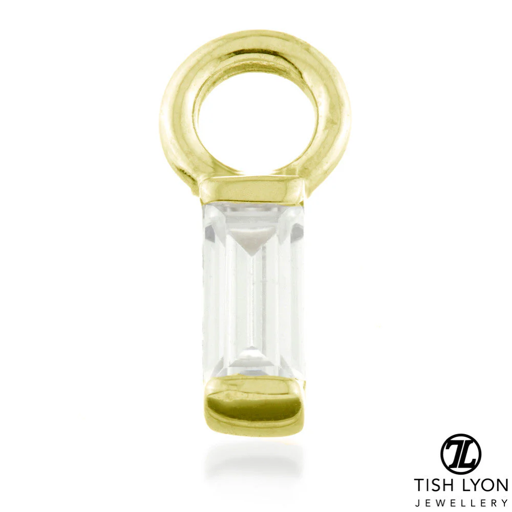 9 Carat Solid Gold Gem Baguette Hoop Charm for Hinge Segment Ring - Image 2