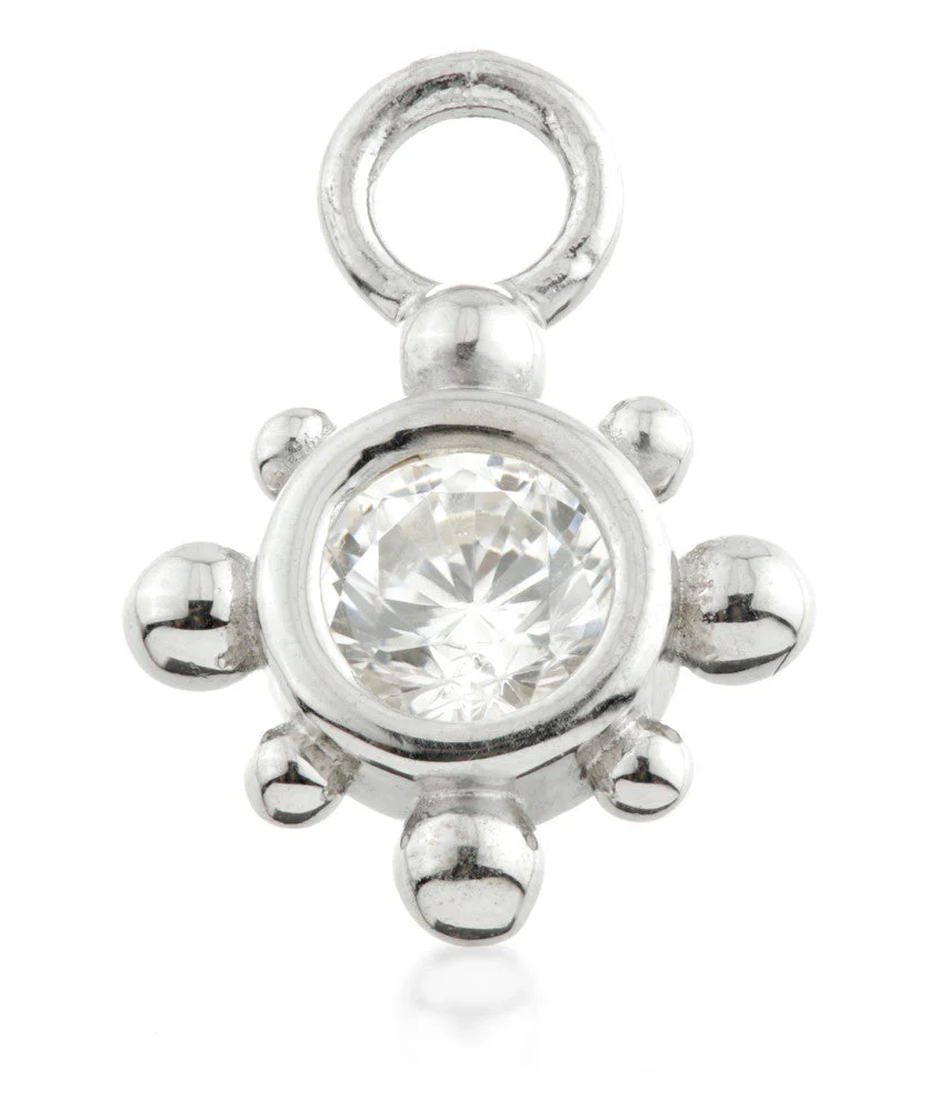 9 Carat Solid Gold Gem Circle Dot Surround Hoop Charm for Hinge Segment Ring