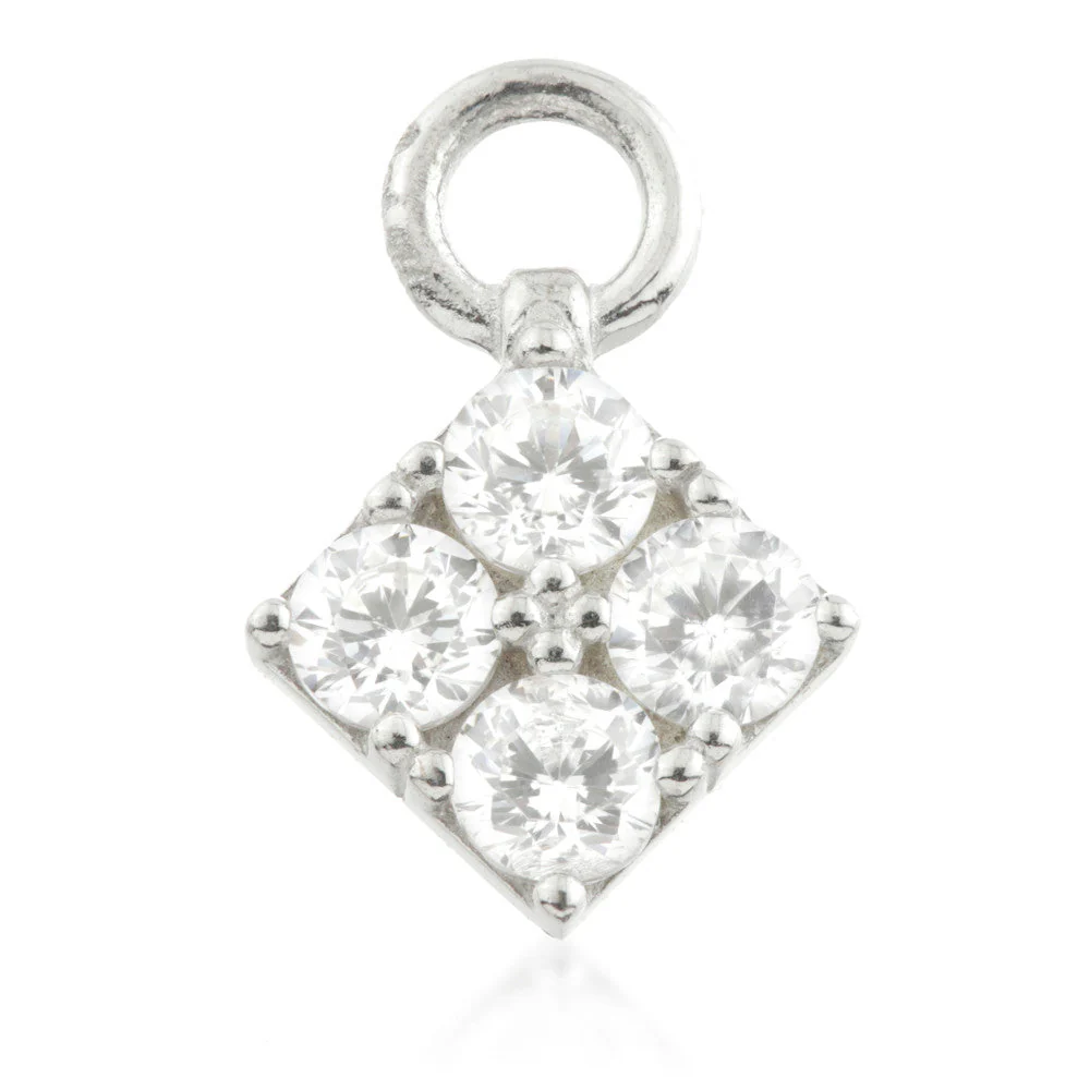 9 Carat Solid Gold Gem Diamond Shape Hoop Charm for Hinge Segment Ring