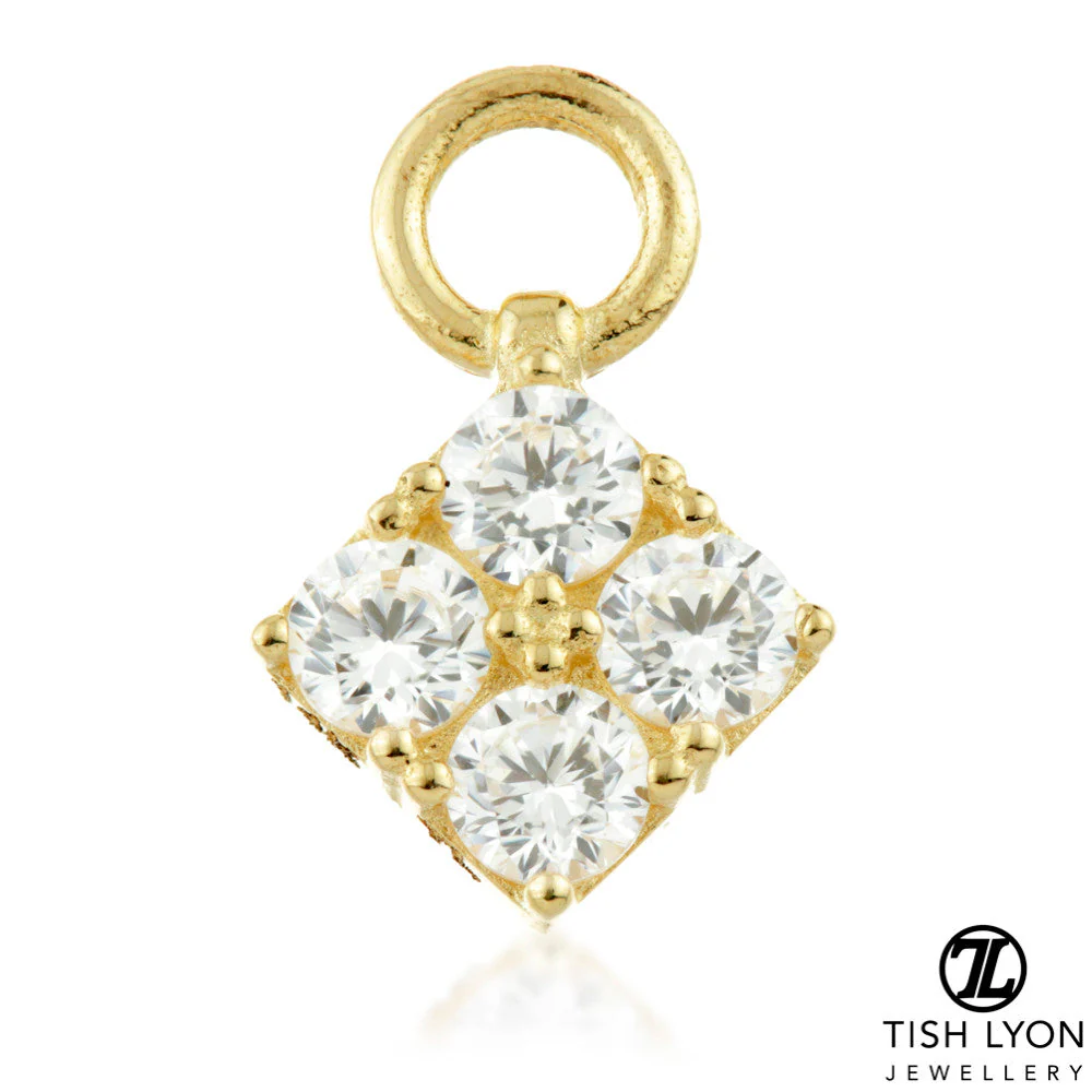 9 Carat Solid Gold Gem Diamond Shape Hoop Charm for Hinge Segment Ring - Image 2