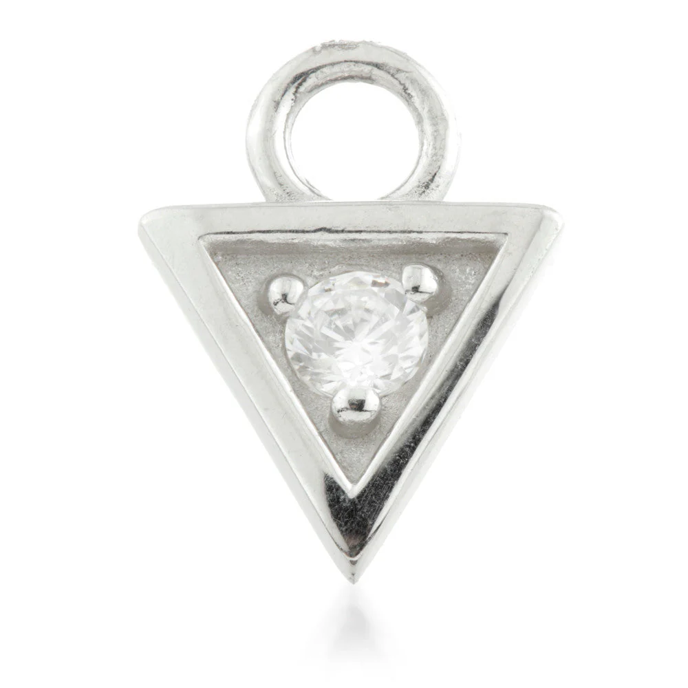 9 Carat Solid Gold Gem Triangle Hoop Charm for Hinge Segment Ring