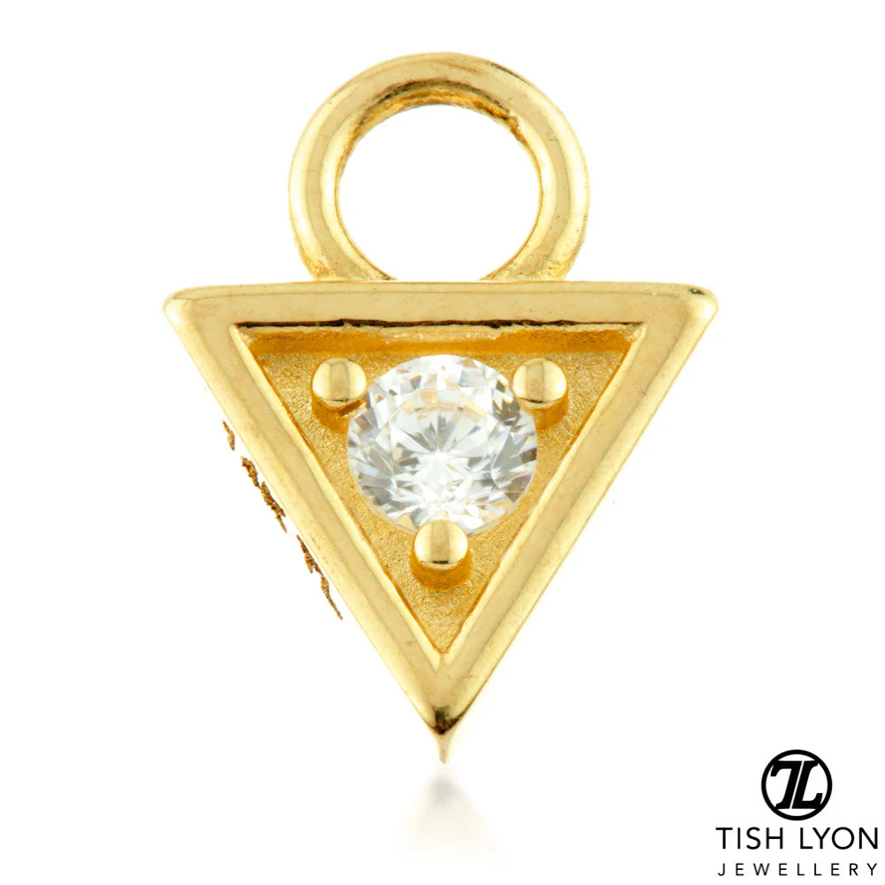 9 Carat Solid Gold Gem Triangle Hoop Charm for Hinge Segment Ring - Image 2