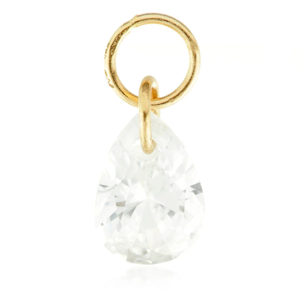 9 Carat Solid Gold Jewel Pear Hoop Charm for Hinge Segment Ring
