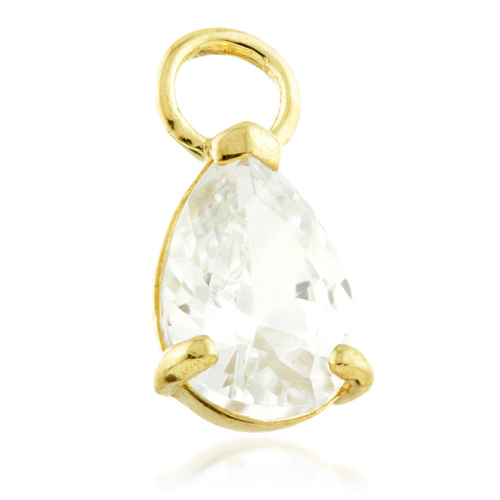 9 Carat Solid Gold Jewel Tear Hoop Charm for Hinge Segment Ring - Image 2