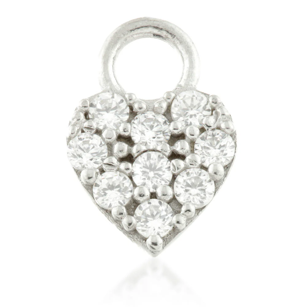 9 Carat Solid Gold Jewelled Heart Hoop Charm for Hinge Segment Ring