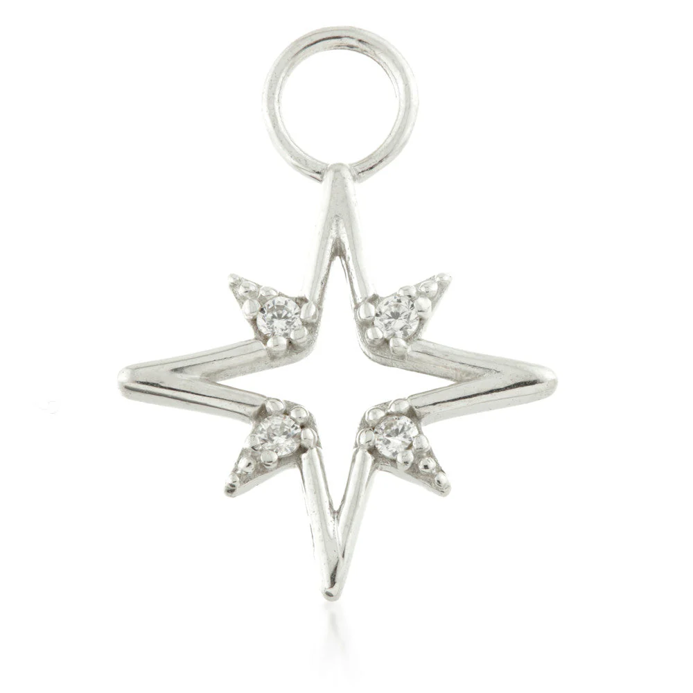 9 Carat Solid Gold Open North Star Hoop Charm for Hinge Segment Ring