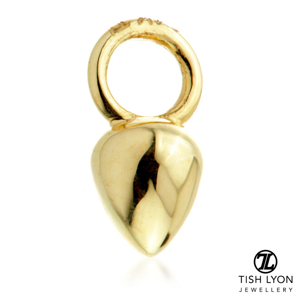 9 Carat Solid Gold Tear Drop Hoop Charm for Hinge Segment Ring - Image 2