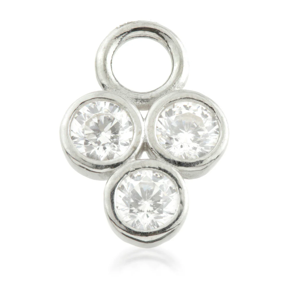 9 Carat Solid Gold Tri Gem Hoop Charm for Hinge Segment Ring