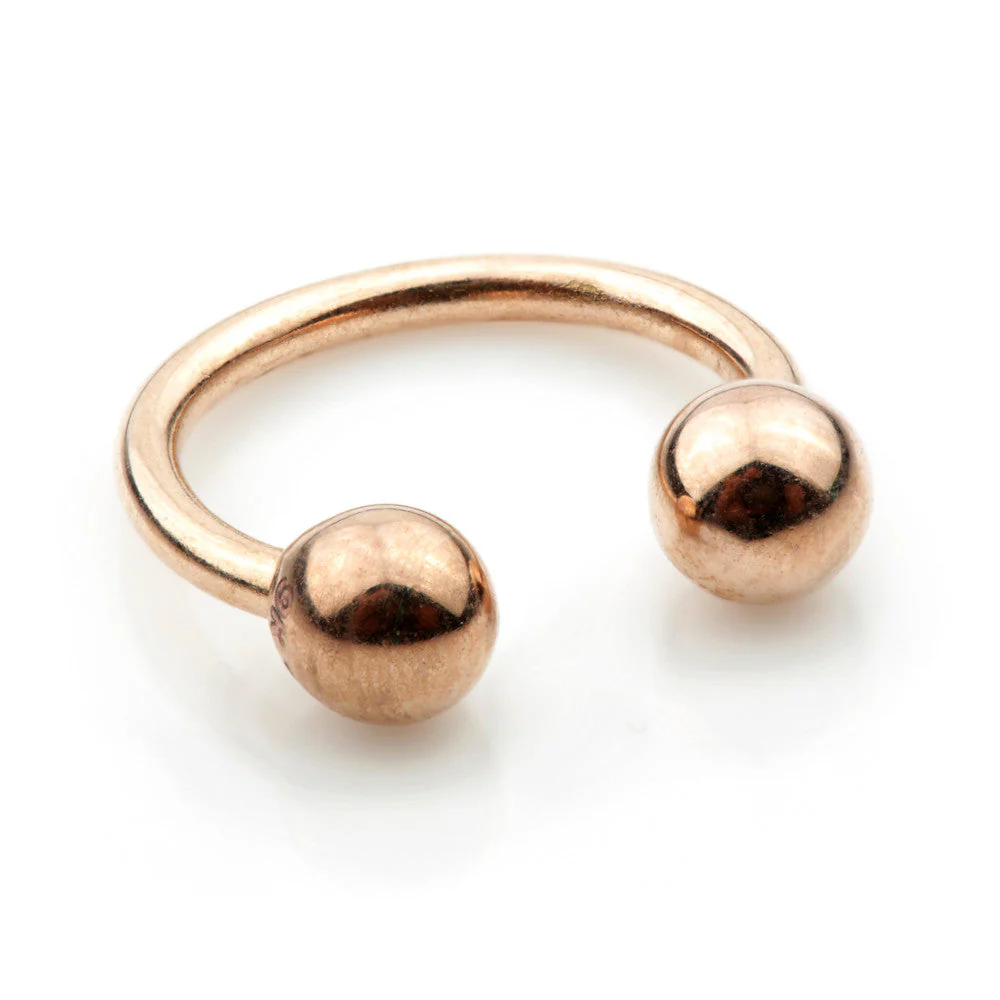 9ct Rose Gold Micro Circular Barbell - 1mm - Image 2