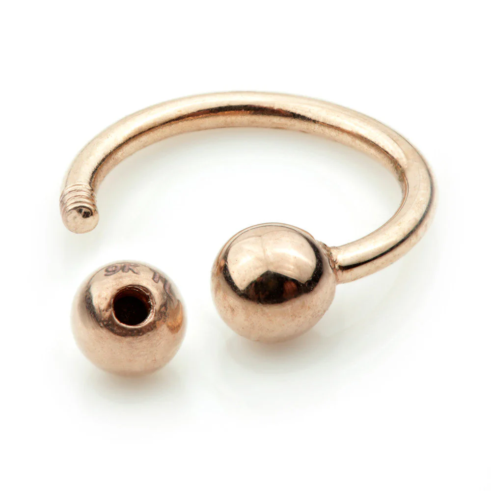 9ct Rose Gold Micro Circular Barbell - 1mm - Image 3