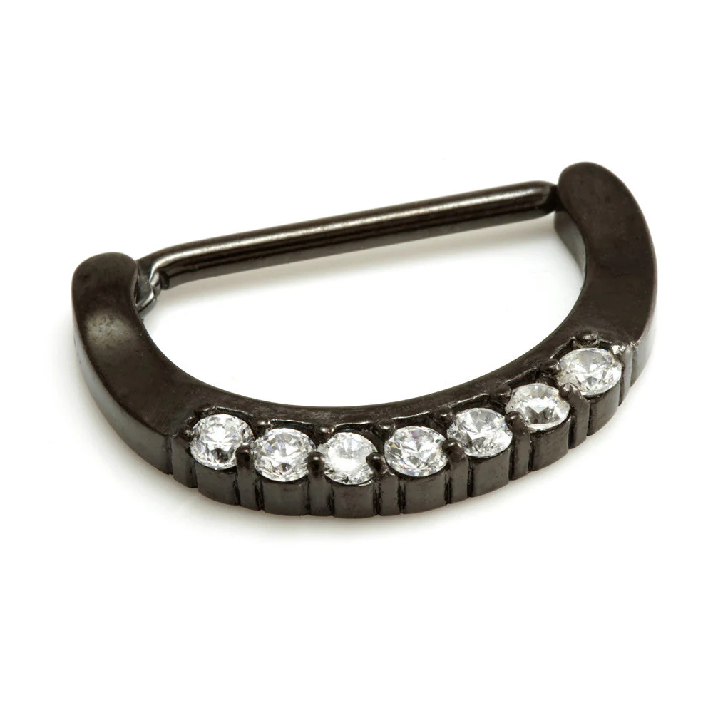 Black PVD Cast Steel Gems Nipple Clicker