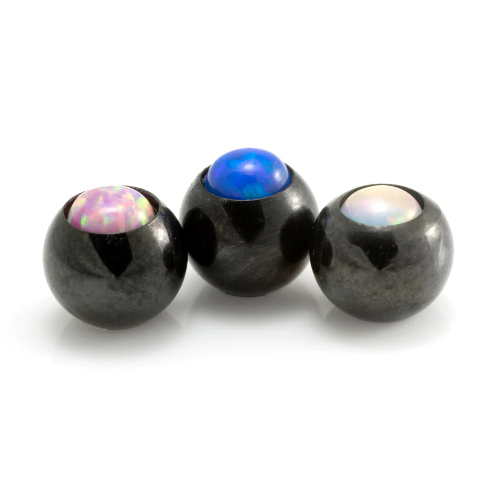 Black PVD Opal Micro Gem Ball - 1.2mm