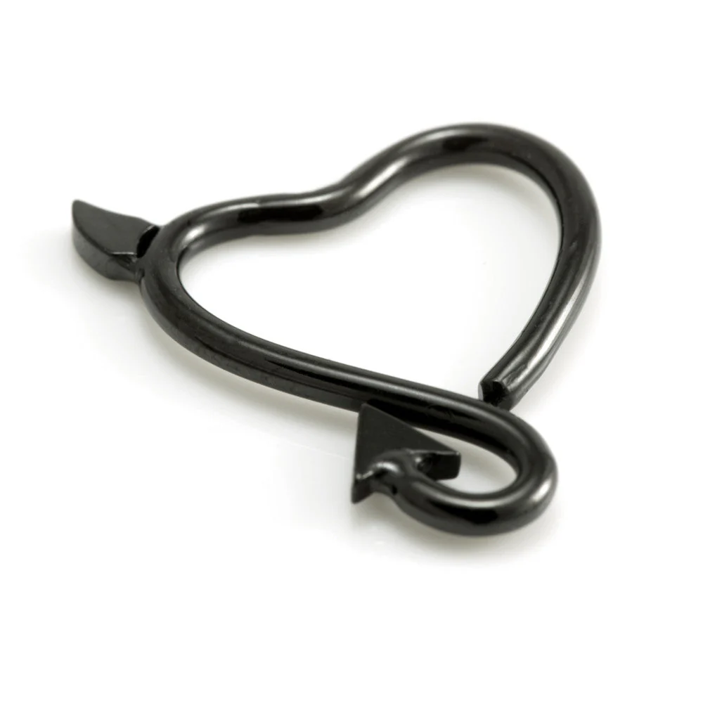 Black Steel Horny Heart Rings