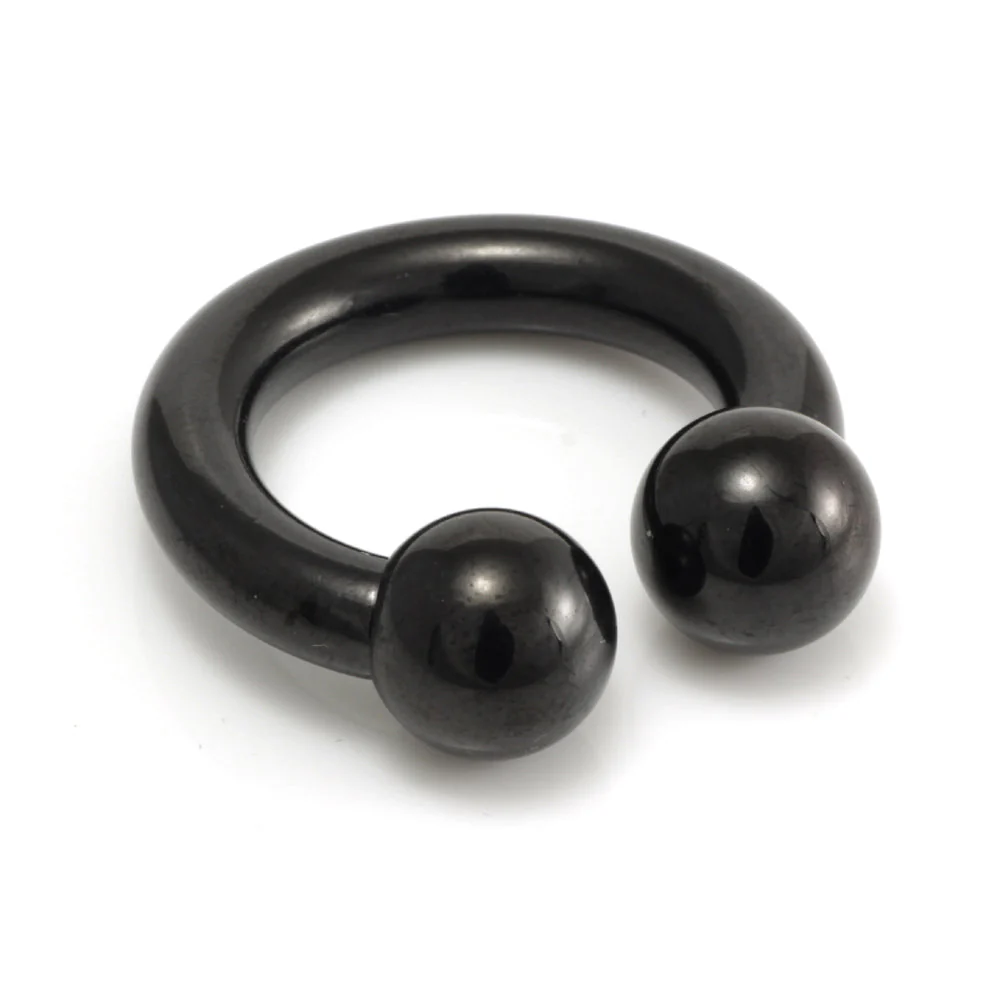 Black Steel Large Gauge Circular Barbell - Image 3