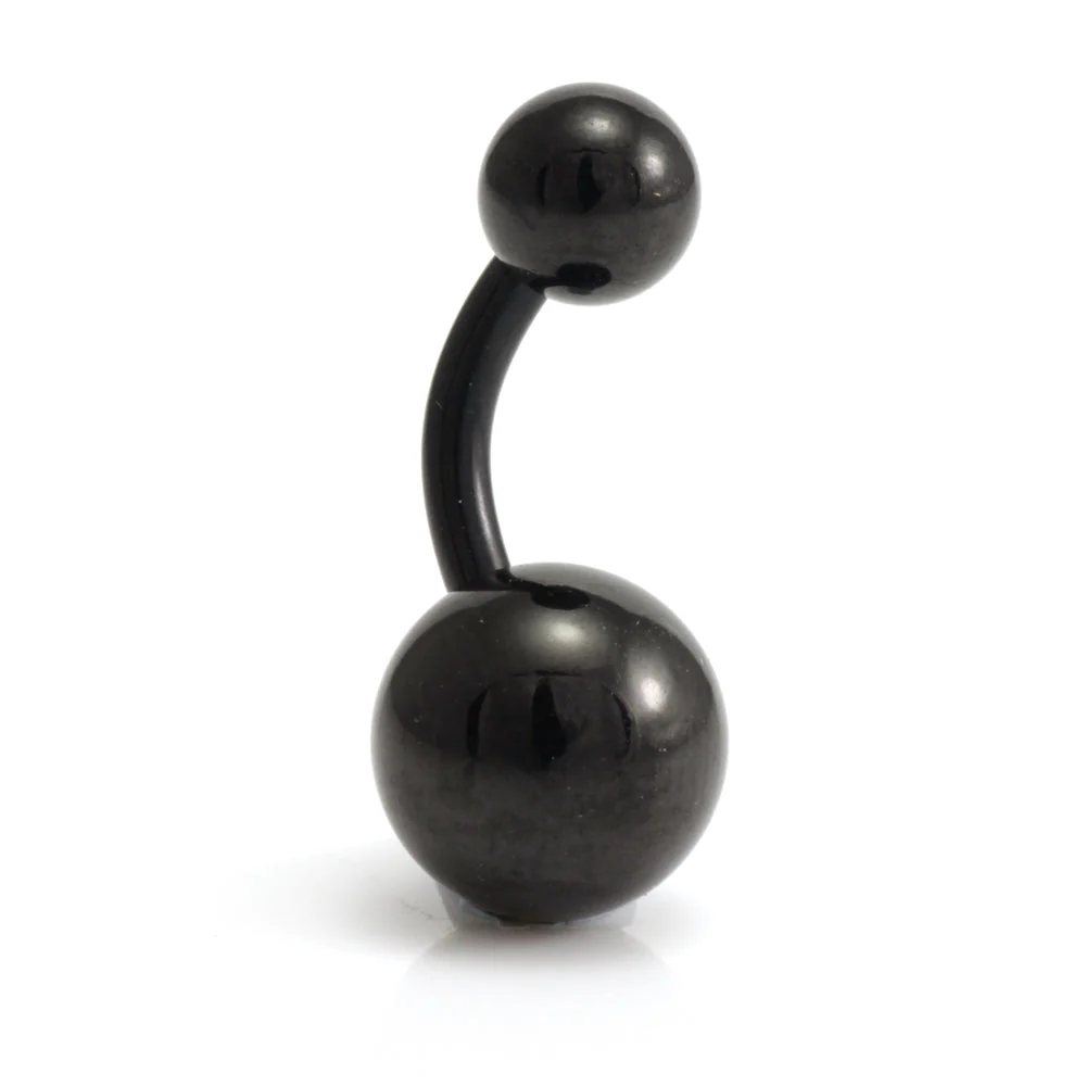 Black Steel Plain Navel Bar - Image 2