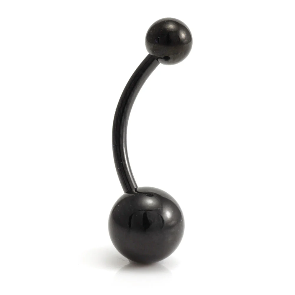Black Steel Plain Navel Bar - Image 3
