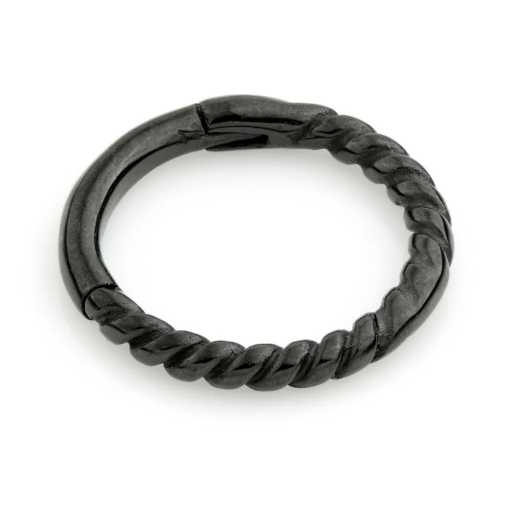 Black Steel Rope Hinge Segment Ring 1.0mm