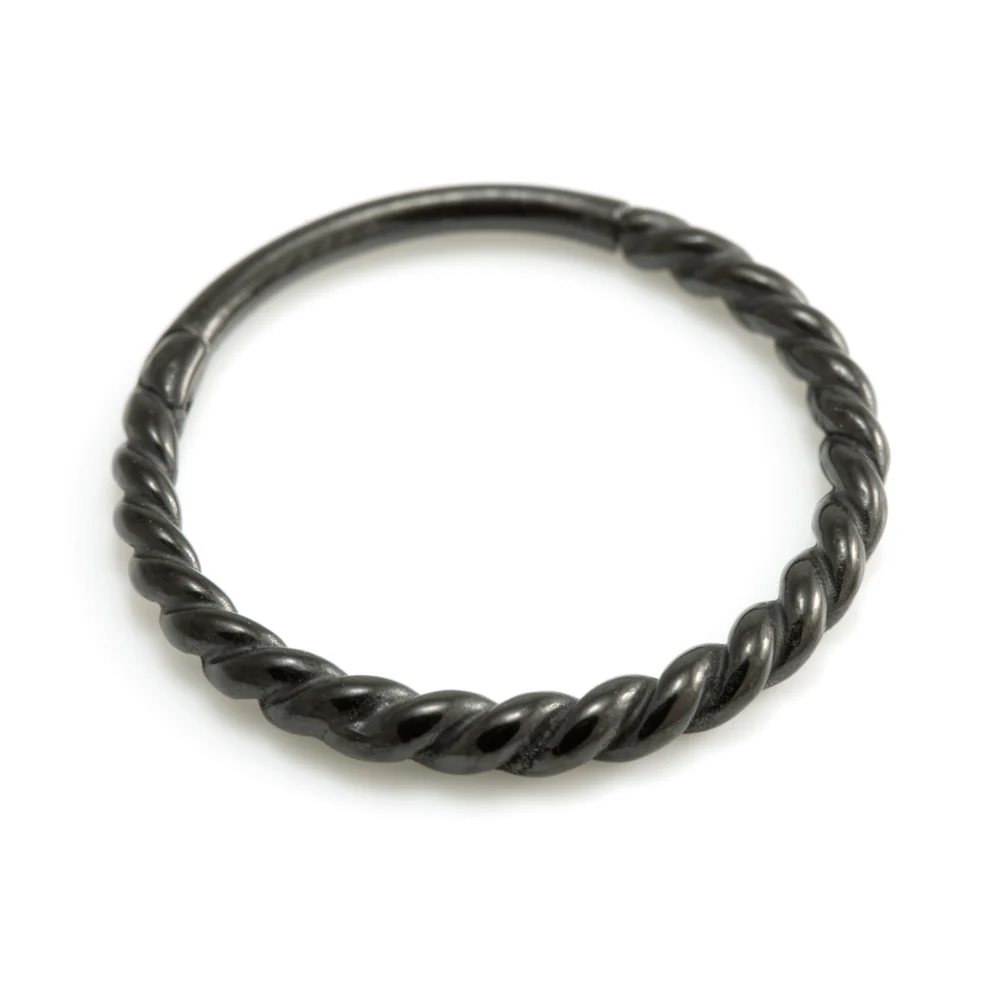 Black Steel Twisted Hinge Conch Ring
