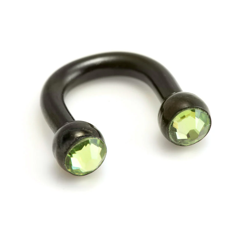 Black Steel U Shape Gem Ear Barbell - Image 3