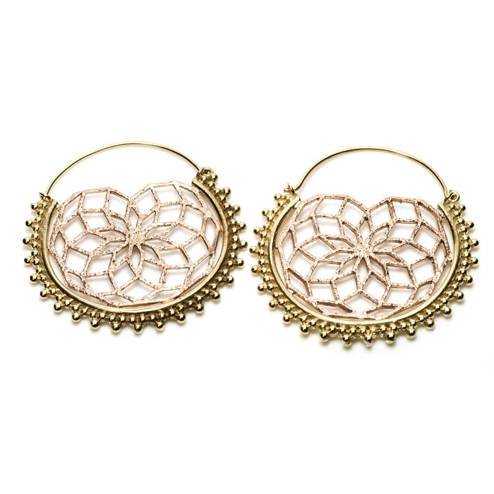 Brass and Copper Coated Hoop Earrings (Pair)