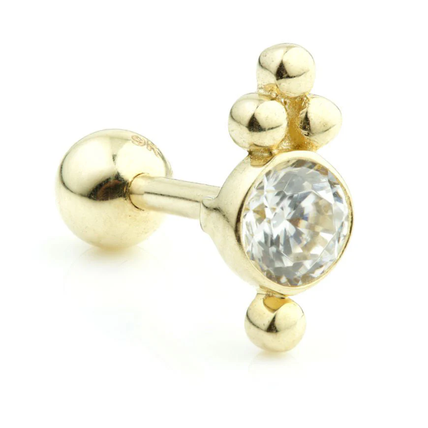 Caeli Gem Solid Gold Cartilage Barbell Earring
